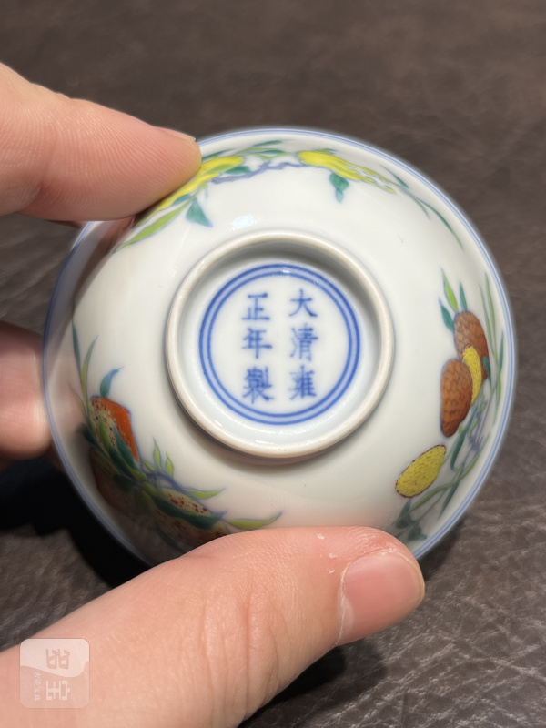清雍正 斗彩三多纹酒圆 - 图10